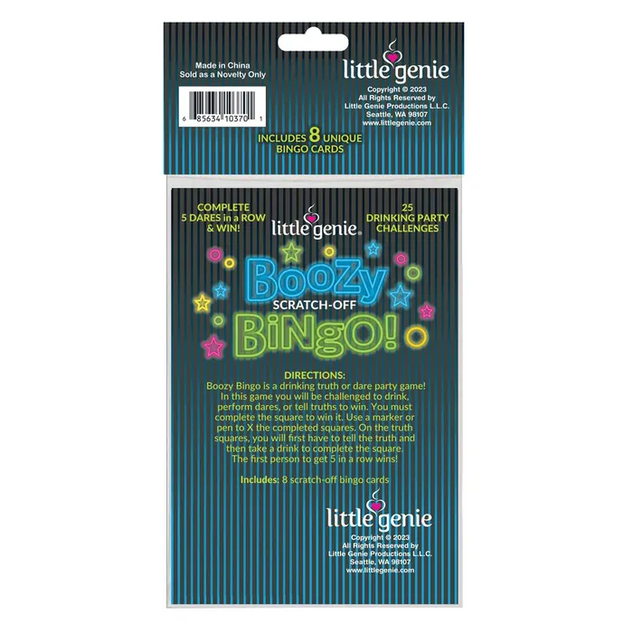 Little Genie Vibrators Boozy Bingo Drinking Scratcher Card Little Genie Vibrators Boozy Bingo Drinking Scratcher Card