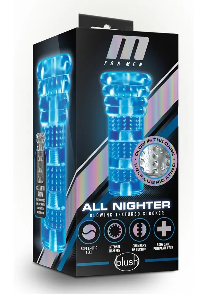 M for Men Male Sex Toys M For Men Soft and Wet All Nighter Glow In The Dark Self Lubricating Stroker