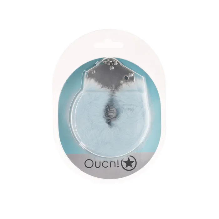 OUCH HeavyDuty Fluffy Cuffs Powder Blue Fluffy Restraints Shots Toys Couples