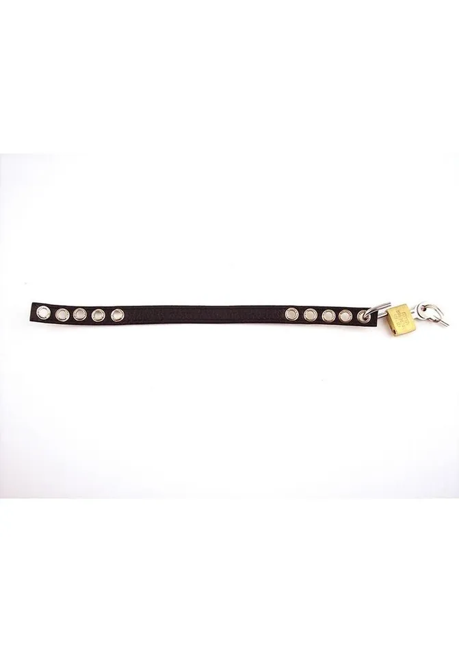 Rouge Padlocable Cock Strap Adjustable Leather Cock Ring Rouge Male Sex Toys