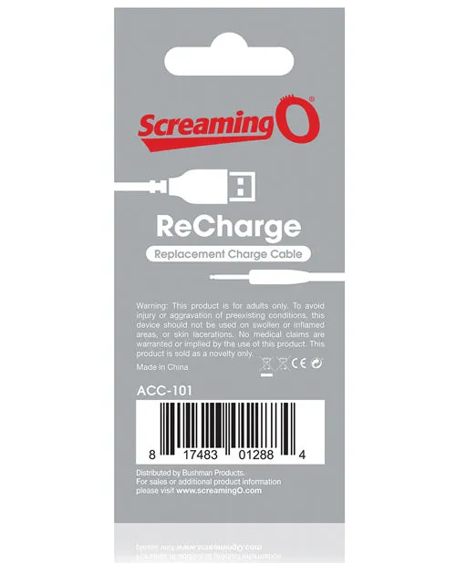 Screaming O Recharge Charging Cable White Bushman Products Vibrators