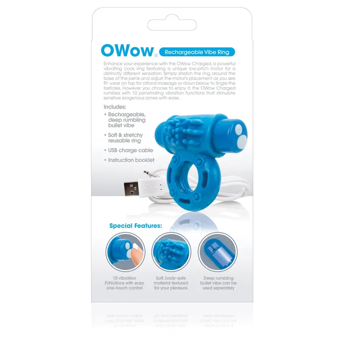 Screaming O Vibrators Charged Owow Rechargeable Vibe Ring Blue