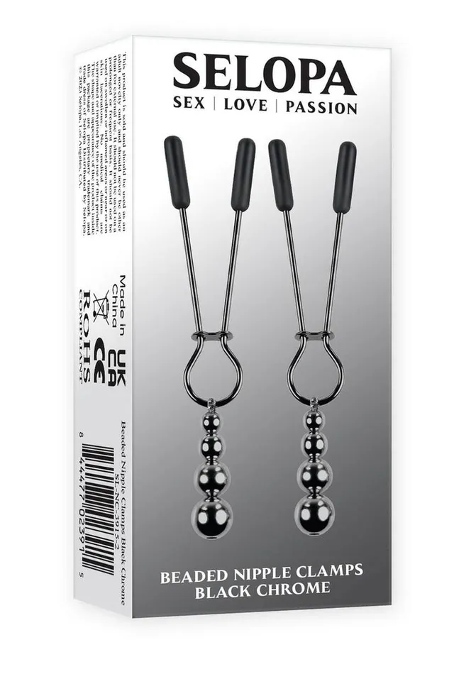Selopa Anal Selopa Beaded Nipple Clamps Black Chrome