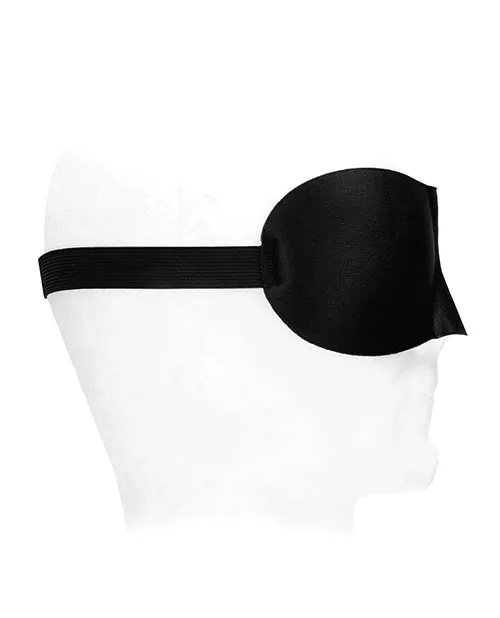 Shots America LLC Anal Shots Ouch Black White Satin Curvy Eye Mask wElastic Straps Black