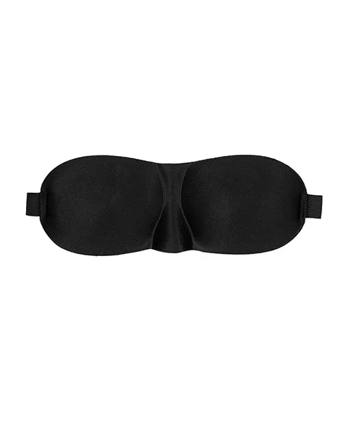 Shots America LLC Anal Shots Ouch Black White Satin Curvy Eye Mask wElastic Straps Black