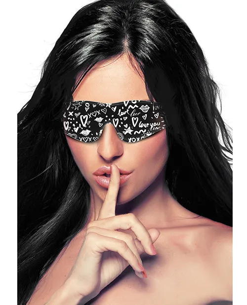Shots America LLC Vibrators Shots Ouch Love Street Art Fashion Printed Eye Mask Black