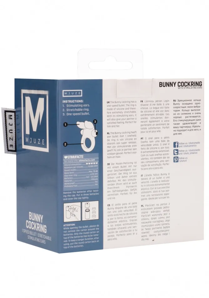 Shots Mjuze Bunny Cockring Blue Vibrators