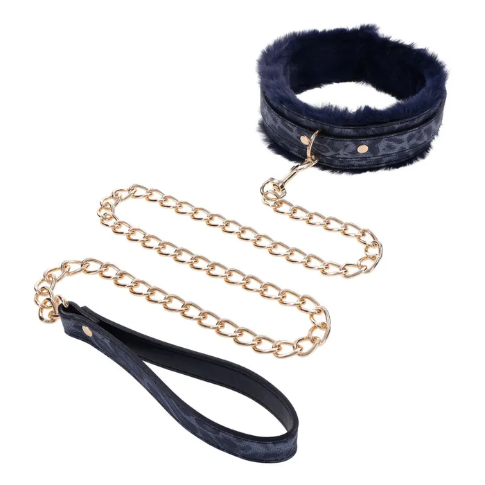 Sportsheets Vibrators Sex Mischief Cougar Fur Collar Leash Navy BlueGold Furry Restraint Sportsheets Vibrators Sex Mischief Cougar Fur Collar Leash Navy BlueGold Furry Restraint