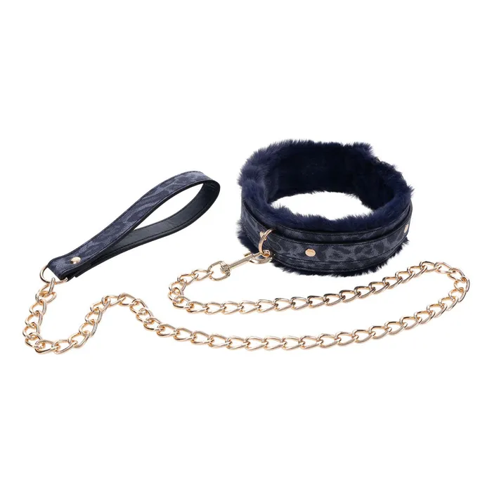 Sportsheets Vibrators Sex Mischief Cougar Fur Collar Leash Navy BlueGold Furry Restraint Sportsheets Vibrators Sex Mischief Cougar Fur Collar Leash Navy BlueGold Furry Restraint