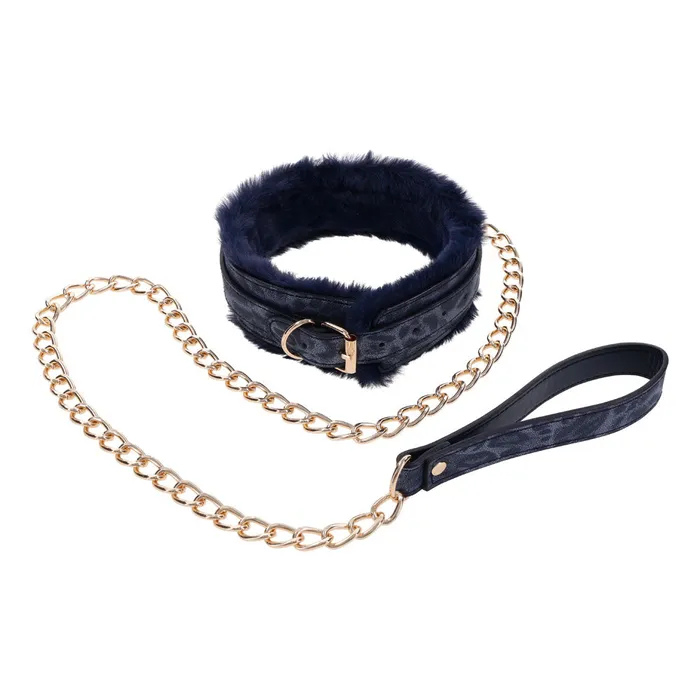 Sportsheets Vibrators Sex Mischief Cougar Fur Collar Leash Navy BlueGold Furry Restraint Sportsheets Vibrators Sex Mischief Cougar Fur Collar Leash Navy BlueGold Furry Restraint