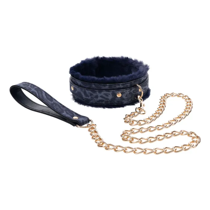 Sportsheets Vibrators Sex Mischief Cougar Fur Collar Leash Navy BlueGold Furry Restraint Sportsheets Vibrators Sex Mischief Cougar Fur Collar Leash Navy BlueGold Furry Restraint