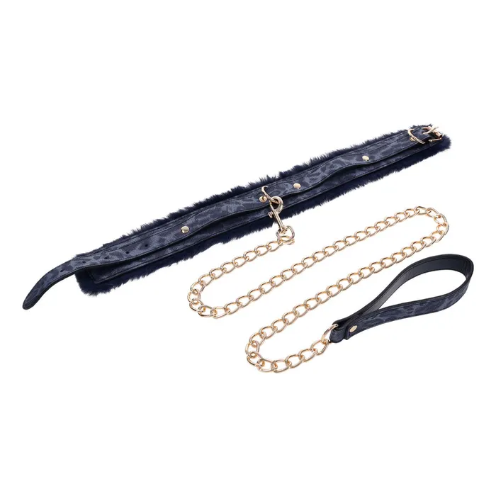 Sportsheets Vibrators Sex Mischief Cougar Fur Collar Leash Navy BlueGold Furry Restraint Sportsheets Vibrators Sex Mischief Cougar Fur Collar Leash Navy BlueGold Furry Restraint