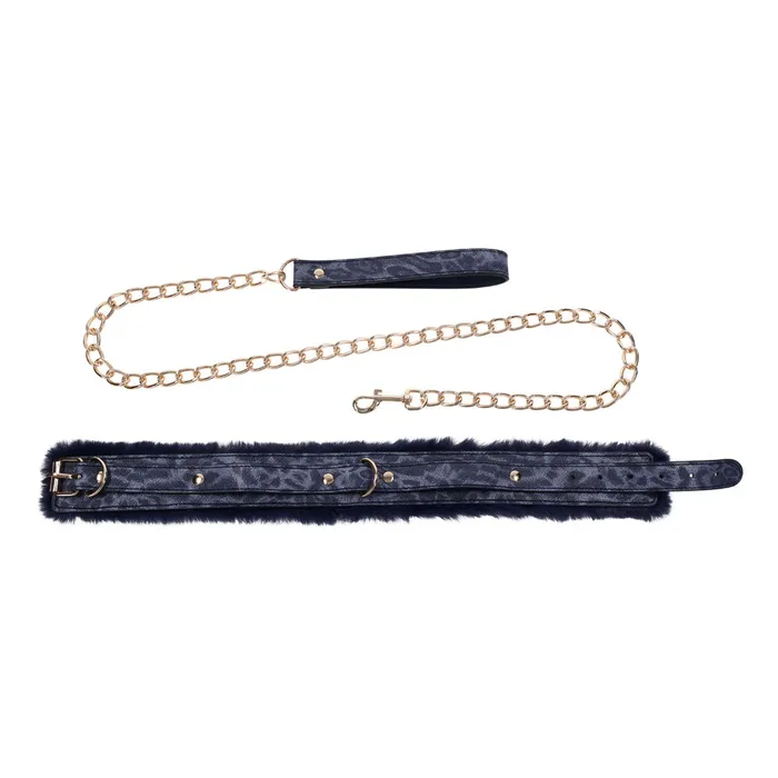 Sportsheets Vibrators Sex Mischief Cougar Fur Collar Leash Navy BlueGold Furry Restraint Sportsheets Vibrators Sex Mischief Cougar Fur Collar Leash Navy BlueGold Furry Restraint