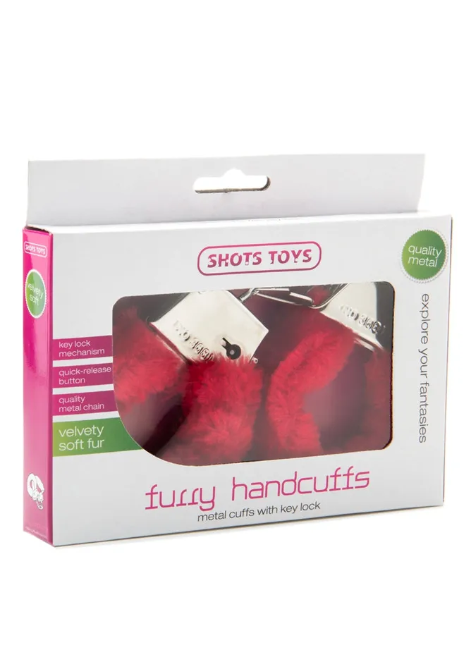 Vibrators Furry Handcuffs Red Shots Shots Toys