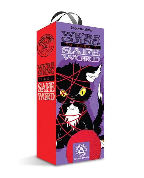Vibrators Global Novelties LLC Pleasure Package Were Going to Need a Safe Word Satin Blind Fold Wrist Ankle Sash Red