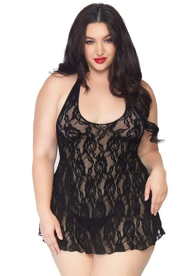Vibrators Leg Avenue Leg Avenue Halter Rose Lace Dress